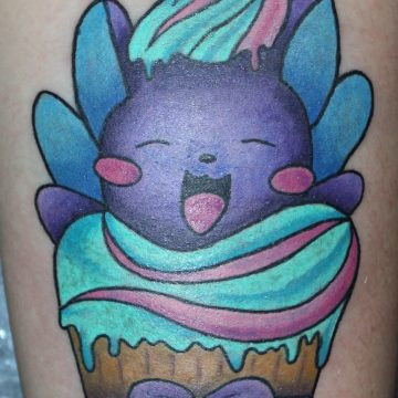 Tattoo cup cake gato a color